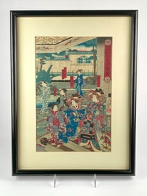 Courtesans On Steps by Yoshinobu, Circa 1860