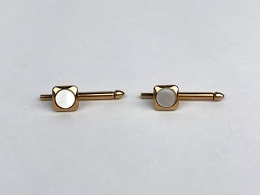 Vintage Swank Gold Tone and Mother of Pearl Tuxedo Studs
