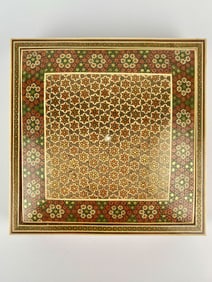 Persian Khatam Inlay Jewelry Box with Red Velvet Interior