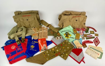Vintage Boy Scouts of America Memorabilia and Uniform Set with Patches and Badges
