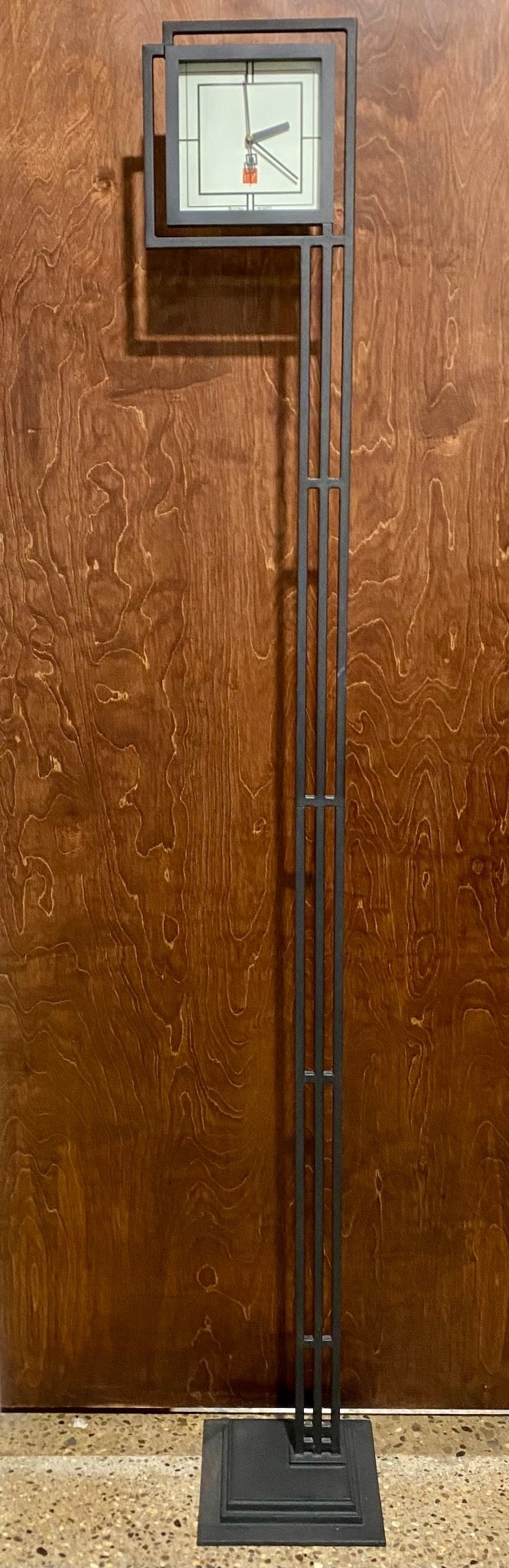 Frank Lloyd Wright-Inspired Bulova Quartz Floor Clock with Metal Frame (1 of 12)