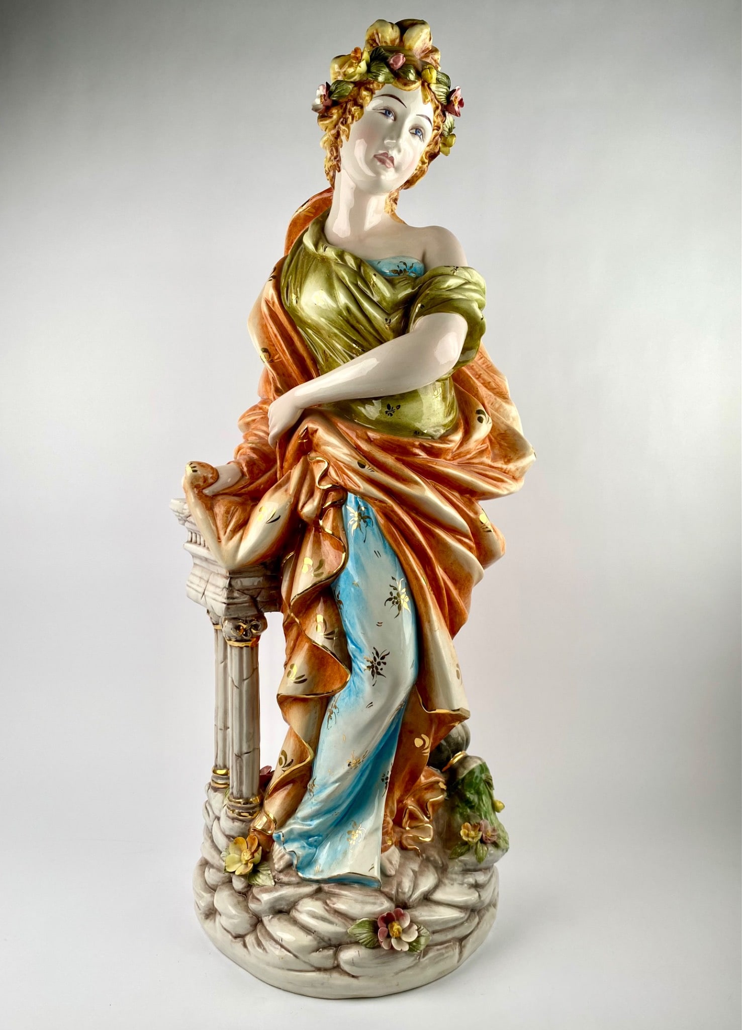 Large Hand-Painted Porcelain Capodimonte Figurine (Signed) (1 of 12)