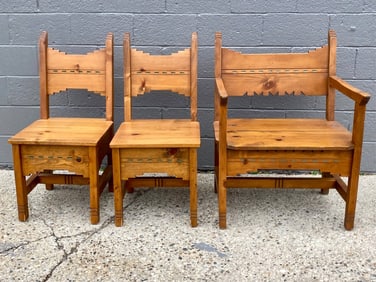 Coyote Moon Woodworks Pine Chairs and Bench by Tim Fero, 1999