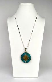 Sterling Silver Pendant Necklace Featuring Sun Motif