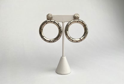 Sterling Silver Hoop Earrings with Engraved Details