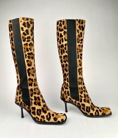 Vero Cuoio Squared Toe Leopard Boots (Size 40)