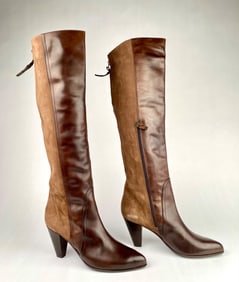 Alberto Fermani Brown Leather and Suede Knee High Boots (Size 41)