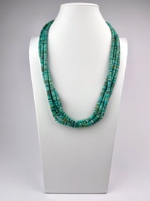 Four-Strand Santo Domingo Turquoise Heishi Necklace