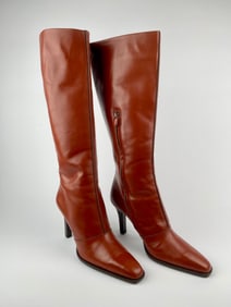 Tods Cognac Leather Knee-High Stiletto Boots (Size 10.5)