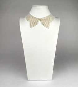 Vintage Hand Beaded Faux Pearl Collar Necklace