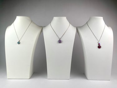 Lot of Three Italian Sterling Silver and Crystal Pendant Necklaces