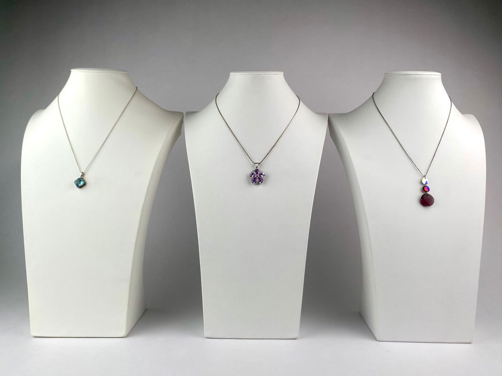 Lot of Three Italian Sterling Silver and Crystal Pendant Necklaces (1 of 12)