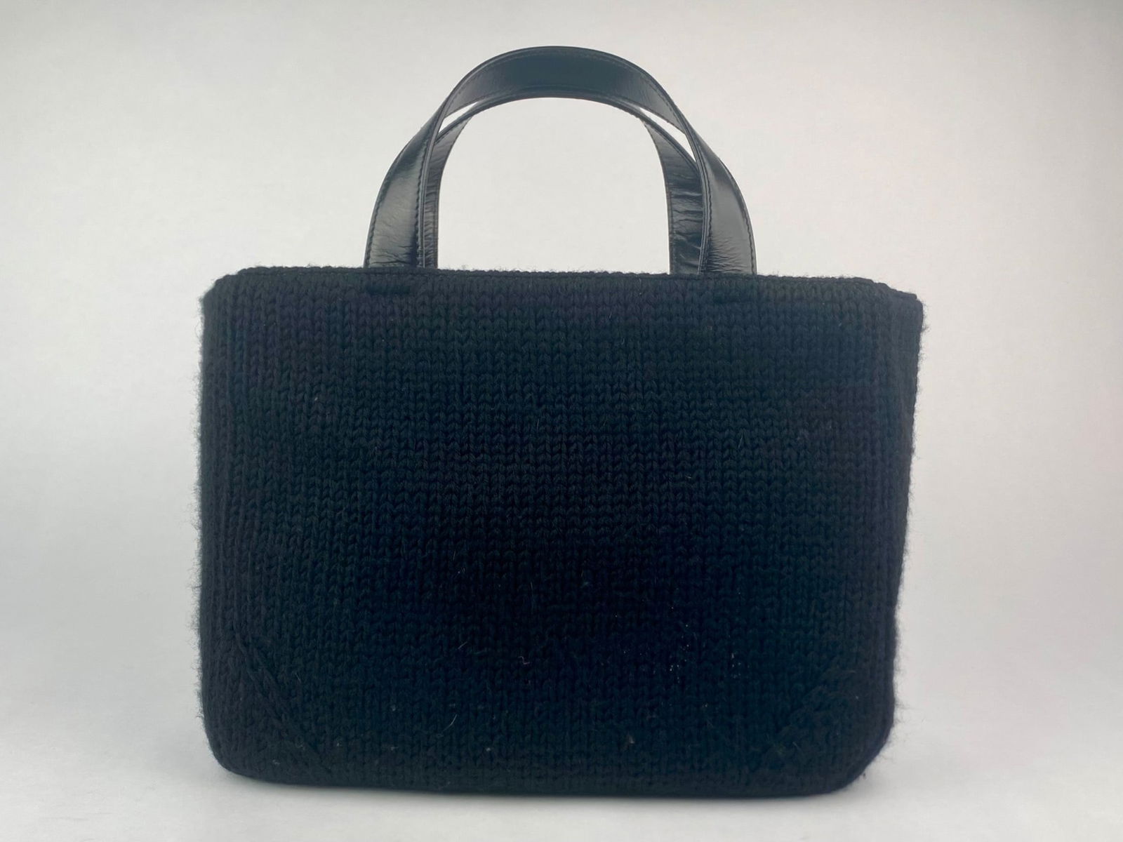 Prada Milano Black Knit and Leather Mini Tote Bag (1 of 12)
