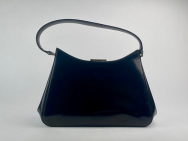 Prada Black Patent Leather Structured Handbag