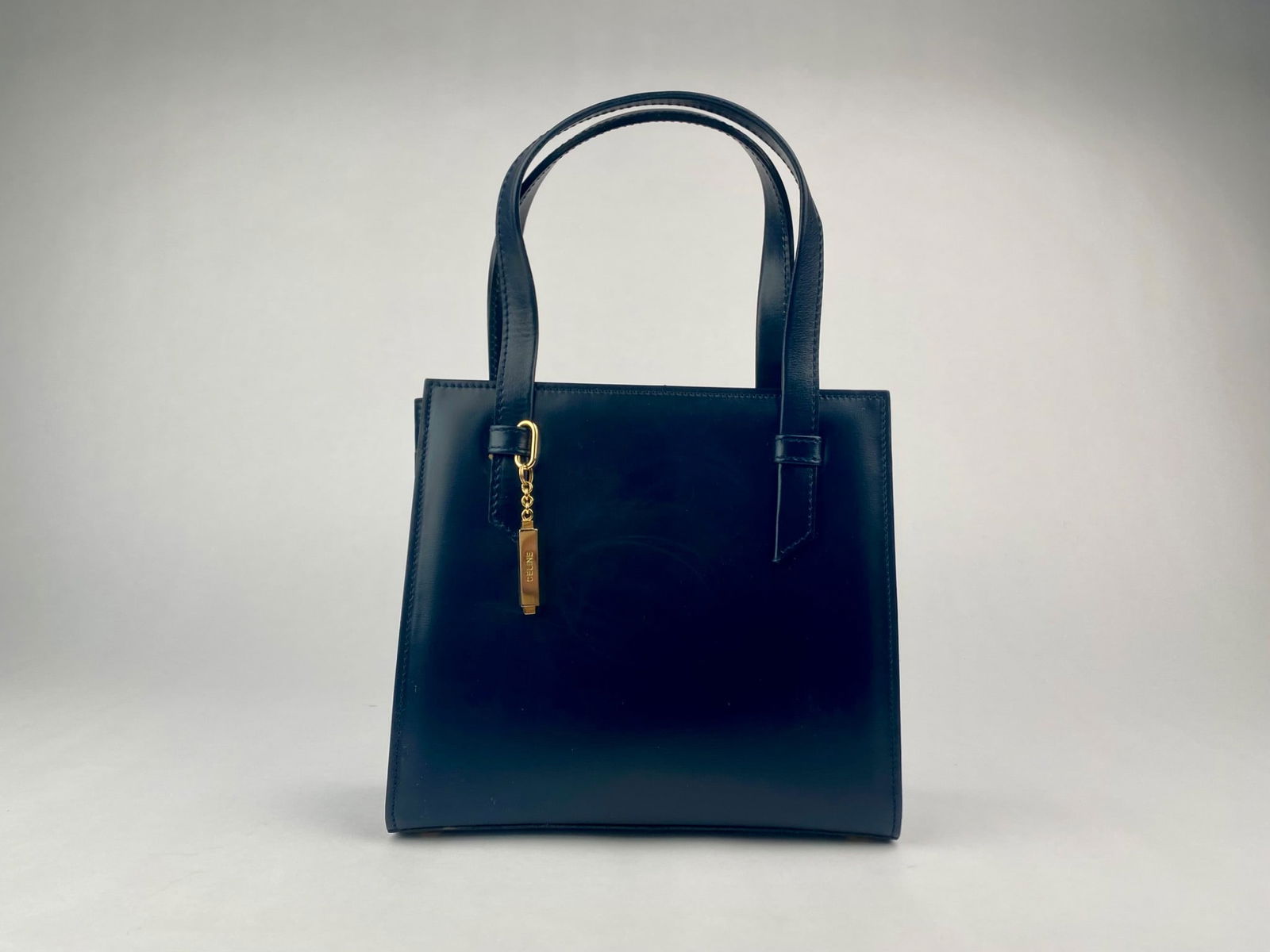 Celine Paris Navy Blue Box Calfskin Mini Vertical Tote (1 of 11)
