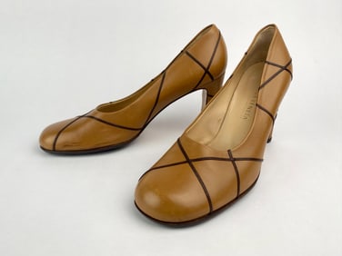 Bottega Veneta Tan Leather Crisscross Pumps (Size 9.5B)