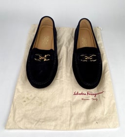 Salvatore Ferragamo Black Suede Loafers with Dust Bag (Size 10 M)