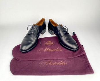 Hermes Paris Black Leather Shoes with Dust Bags (Size 40.5)