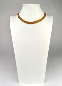 Vintage Signed Hobe Braided Gold Tone Mesh Choker Necklace