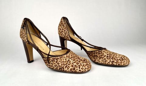 Bottega Veneta Pony Hair Leopard Print High Heel Shoes (Size 9.5)