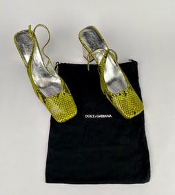 Dolce & Gabbana Green Python Print Heels with Dust Bag (Size 40)