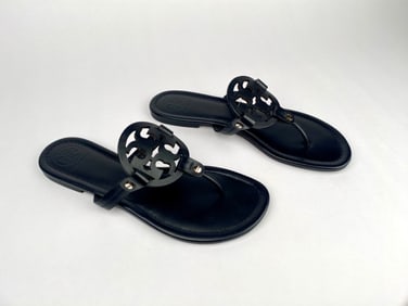 Tory Burch Black Leather Miller Sandals (Size 10)
