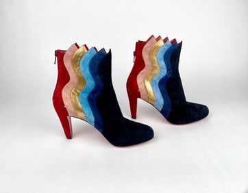 Christian Louboutin Suede Ankle Boots with Red Sole (Size 37.5)