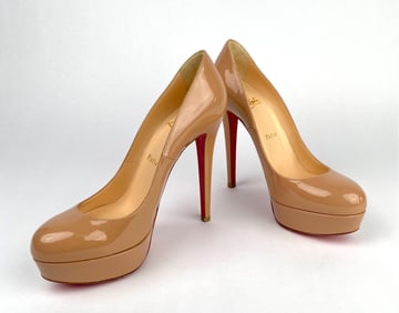 Christian Louboutin Nude Patent Leather High Heel Pumps (Size 37.5)