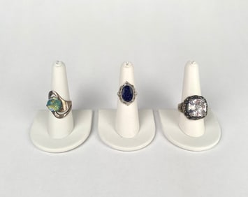 Lot of Three Mixed Gemstone Rings in Sterling Silver