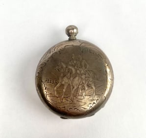 M.J. Tobias Liverpool Full Jeweled Pocket Watch with Etched Scenes