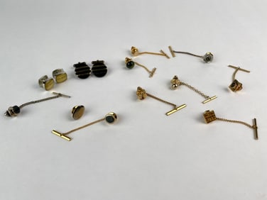 Set of Vintage and Designer Cufflinks and Tie Pins