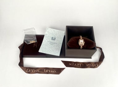 LeVian Womens Diamond and Rose Gold Watch with Original Box