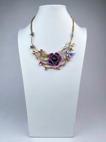Betsey Johnson Colorful Floral and Butterfly Statement Necklace