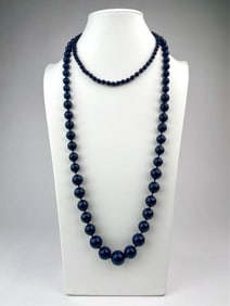 Set of Two Vintage Navy Blue Beaded Necklaces