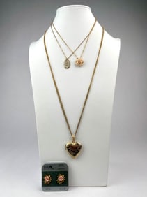 Vintage 1928 Jewelry Floral Necklace and Earring Set