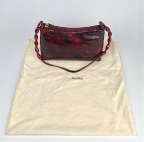 Lanzetti by Lexiapel Italian Red Snakeskin Pattern Handbag