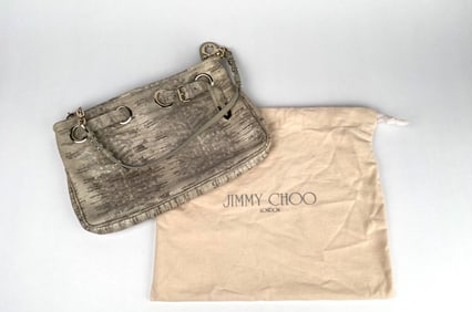 Jimmy Choo Metallic Lizard Print Shoulder Bag with Dust Bag