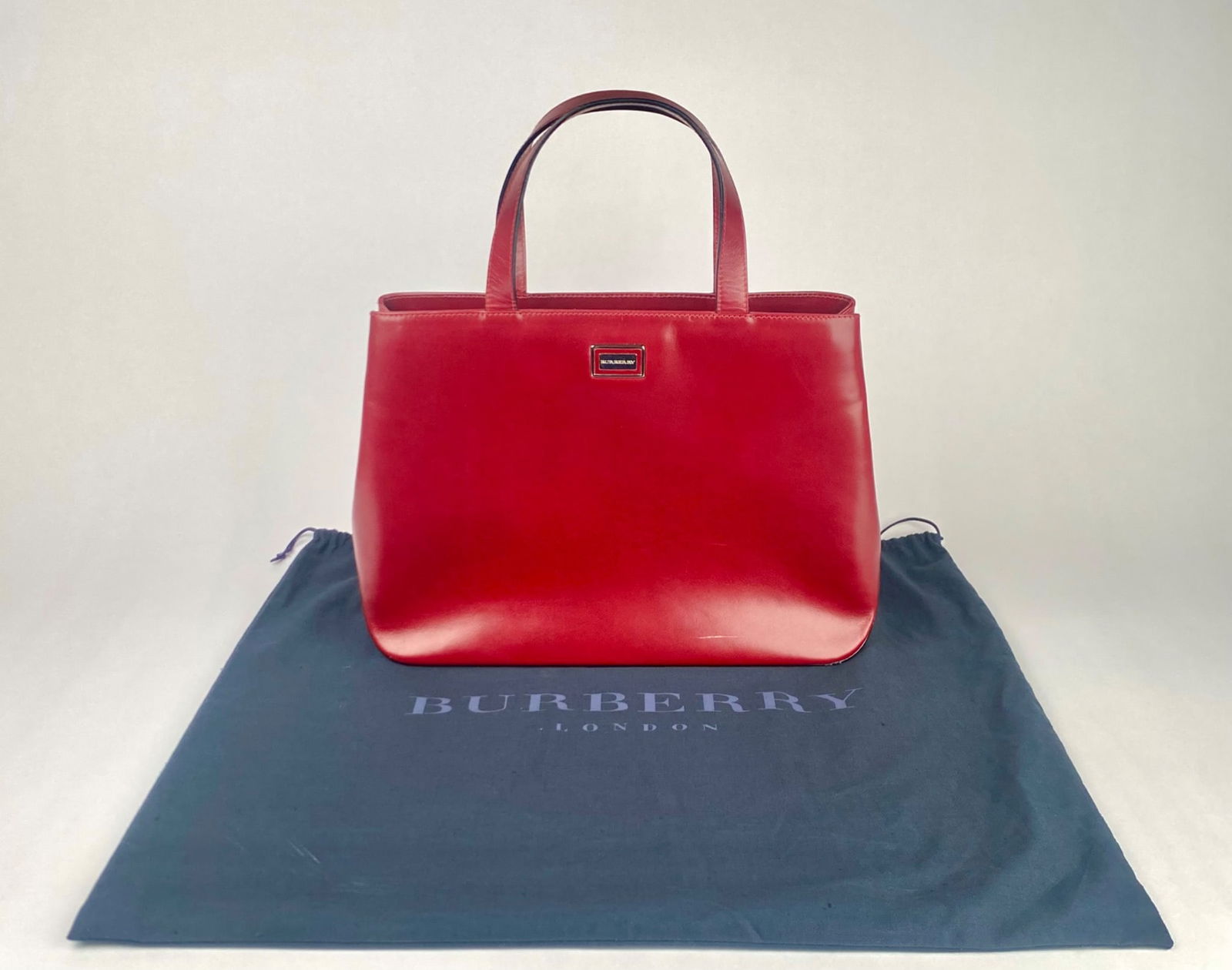 Burberry Red Leather Tote Bag with Check Lining and Dust Bag (1 of 12)