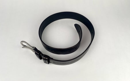 Lauren Ralph Lauren Black Leather Belt with Silver Tone Buckle