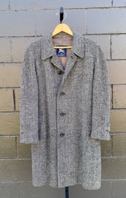 Vintage Burberrys Harris Tweed Houndstooth Overcoat