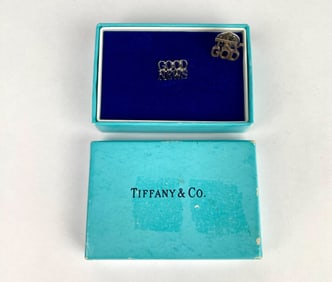 Tiffany & Co. Silver Good News and Try God Tie Tacks with Box