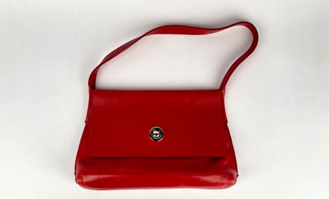Roots Red Leather Handbag with Magnetic Closure