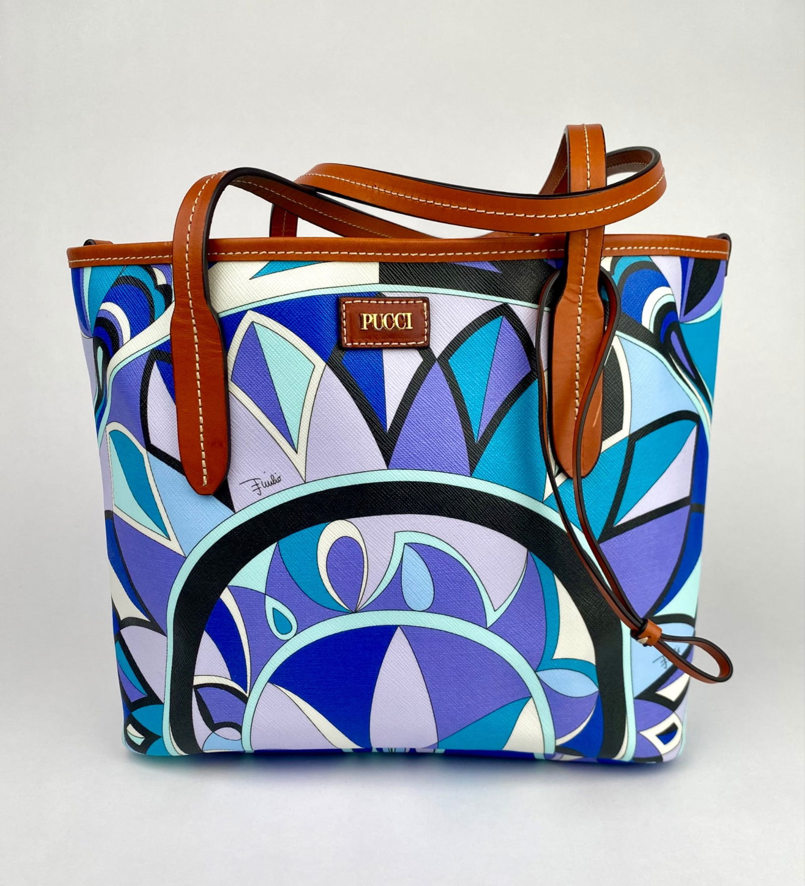Pucci Tote with Leather Trim and Colorful Pattern Design (1 of 10)