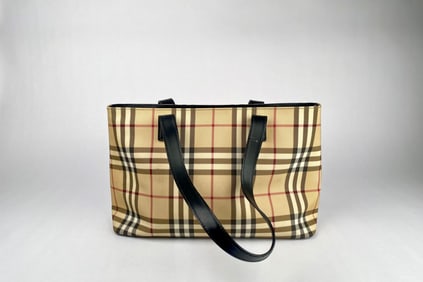 Burberry London Tote Bag with Classic Checkered Pattern