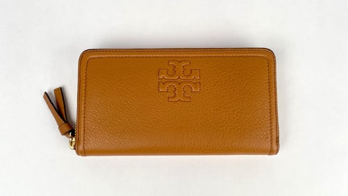 Tory Burch Tan Leather Zip Around Wallet