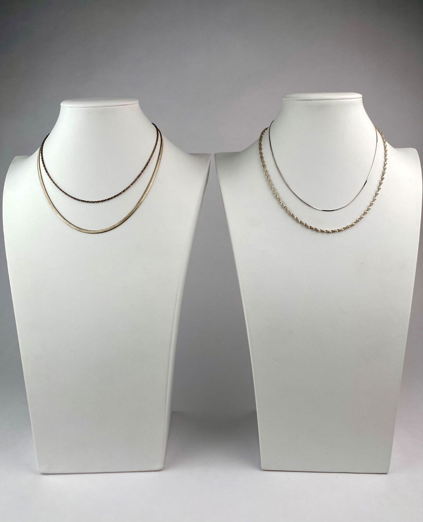 Set of Four Vintage Sterling Silver Necklaces in Assorted Chain Styles (1 of 12)