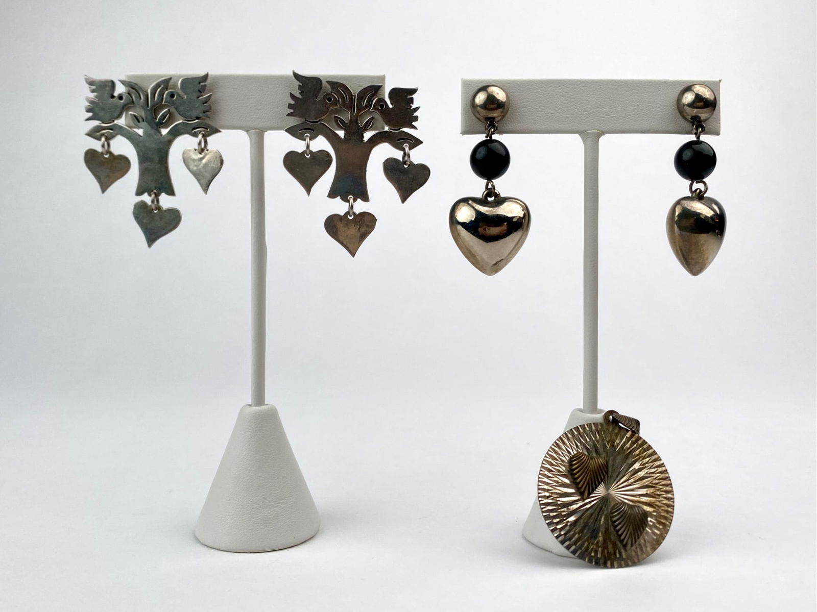 Sterling Silver Heart Shaped Jewelry Set featuring Earrings and Pendant (1 of 11)