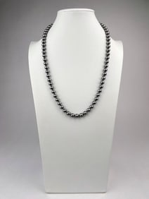 Strand of Graduated Black Pearls with Filigree Clasp