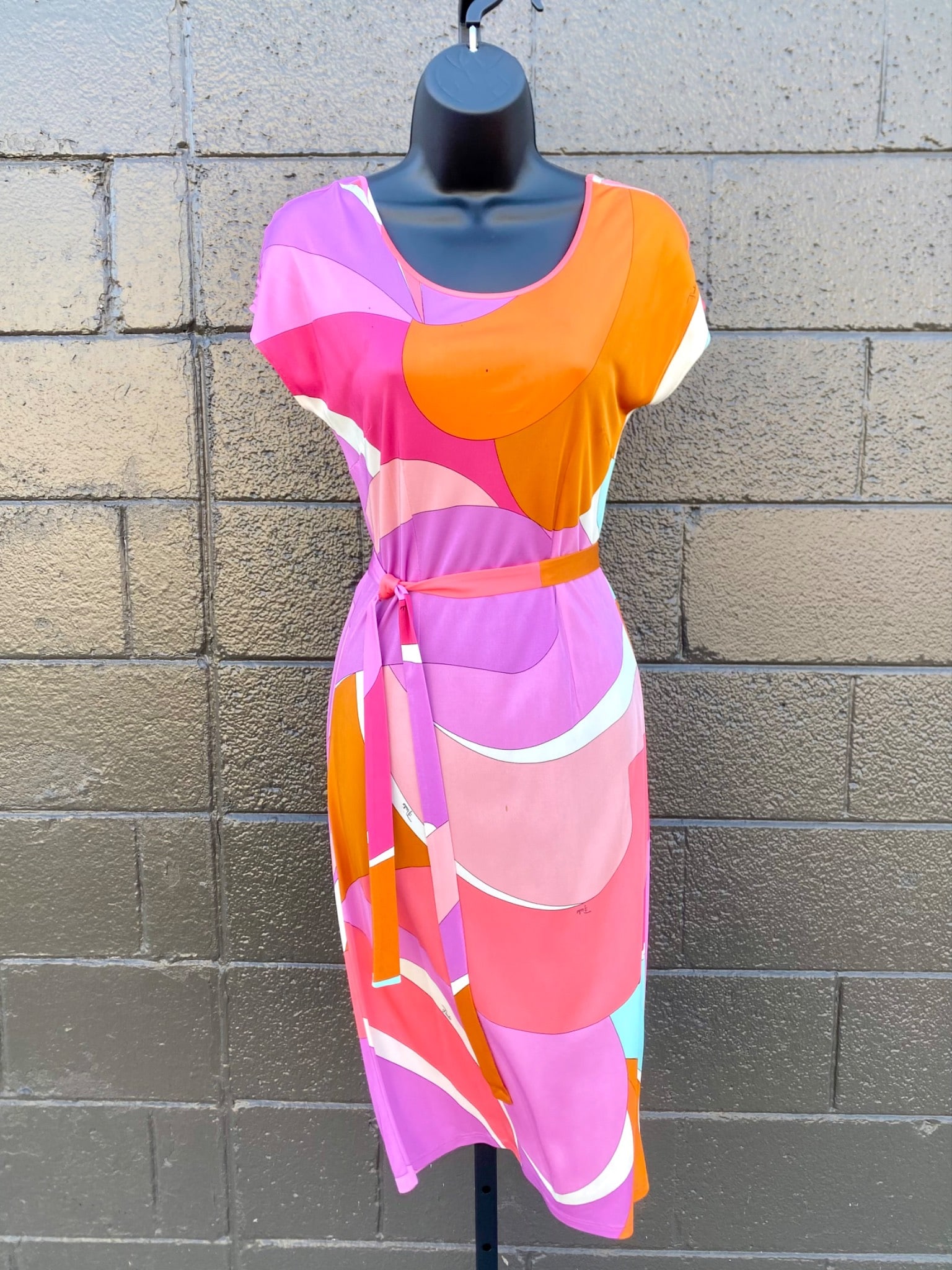 Emilio Pucci Multicolor Print Stretch Dress with Matching Sash (1 of 12)