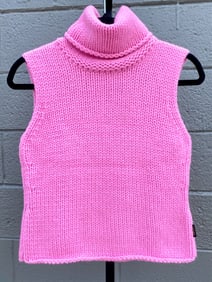 Versace Jeans Couture Pink Knit Sleeveless Turtleneck Top
